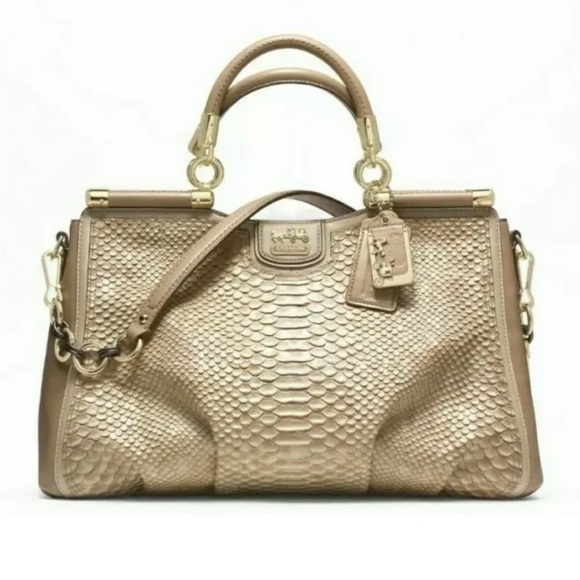 Authentic Coach Madison Collection Python Toffee Carrie 22343 with Gold Accent - Picture 6 of 6